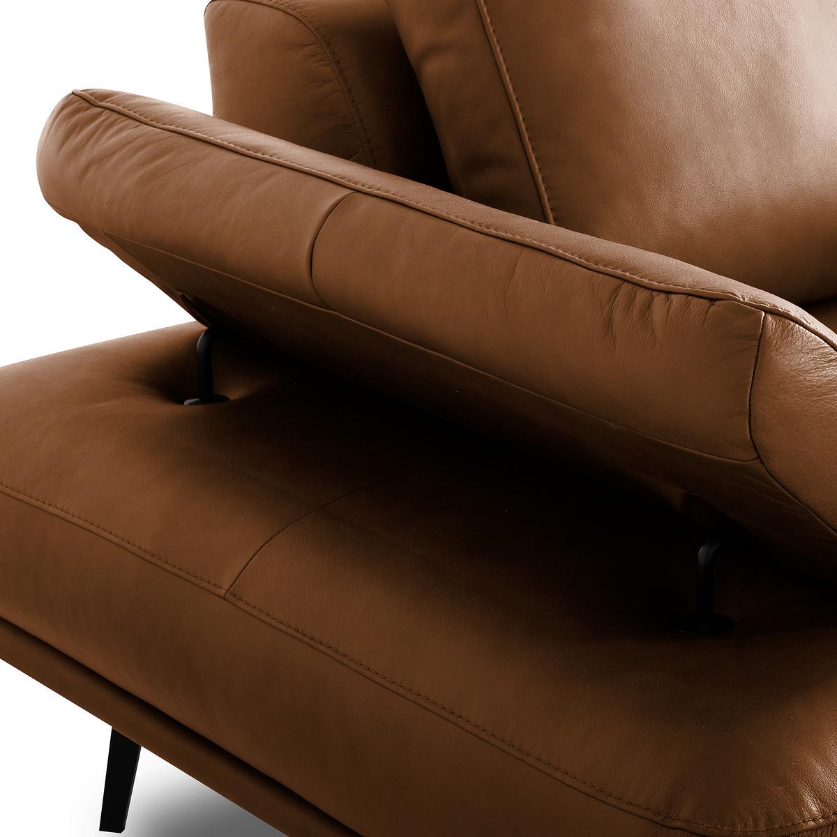 Ecksofa Como Echtleder Cognac 306x237 - Cognac/Schwarz, Design, Leder (306/237cm) - Livetastic