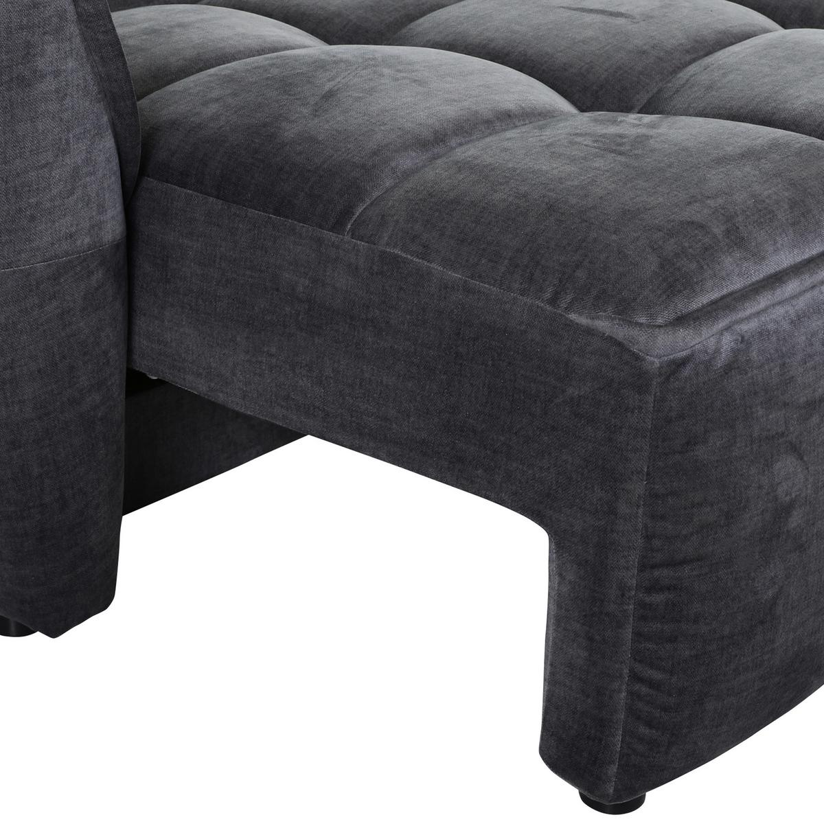 2-Sitzer-Sofa Mit Schlaffunktion Meyford B:250cm - Dunkelgrau/Schwarz, KONVENTIONELL, Textil (250/70/118cm) - MID.YOU