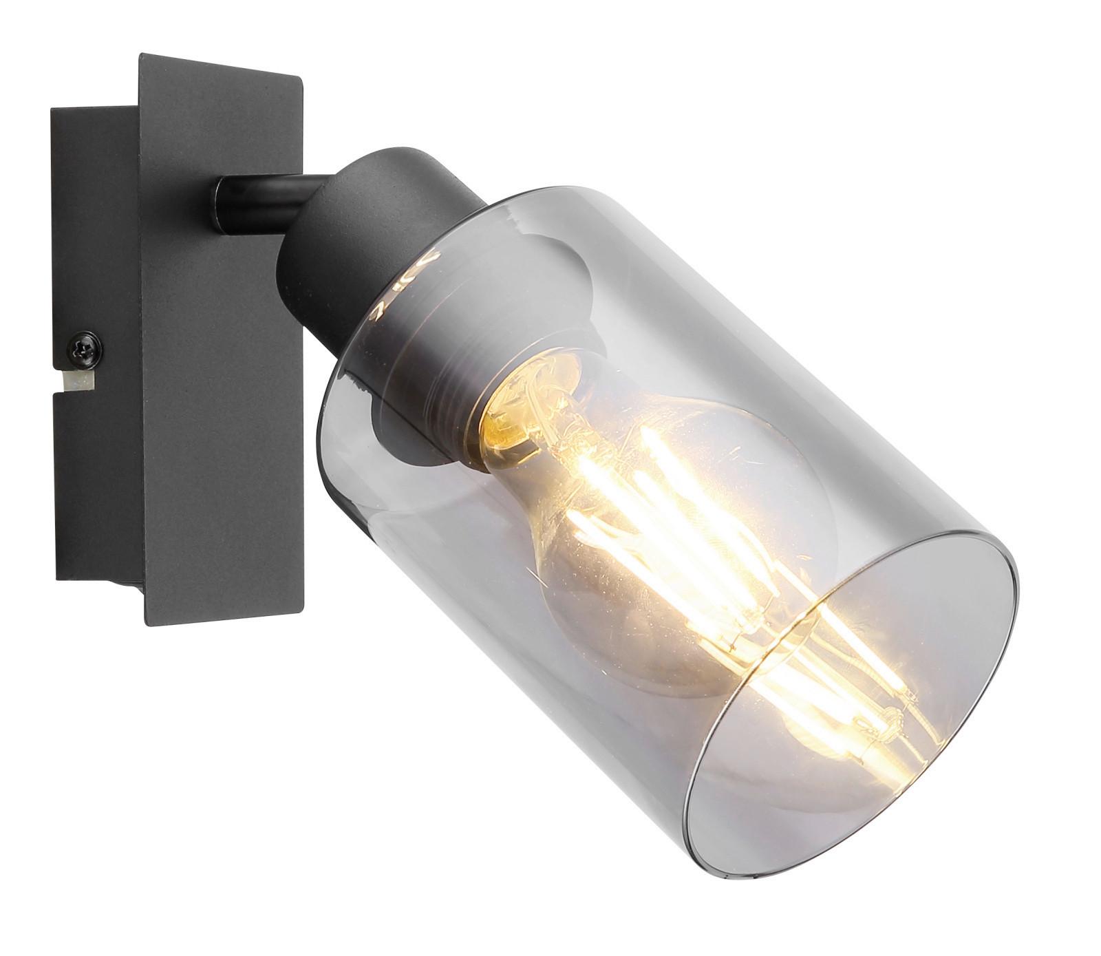 Strahler Hadera Schwarz B: 20 Cm - Schwarz, Design, Glas/Metall (9/20/18cm) - Globo