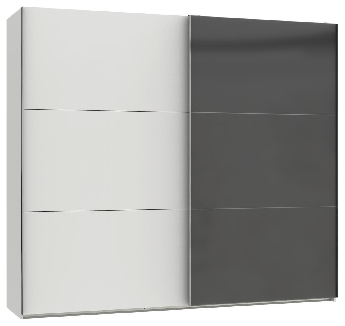 Schwebetürenschrank B: 250 Cm Level Grau/weiß - Weiß/Grau, MODERN, Holzwerkstoff (250/216/65cm) - MID.YOU