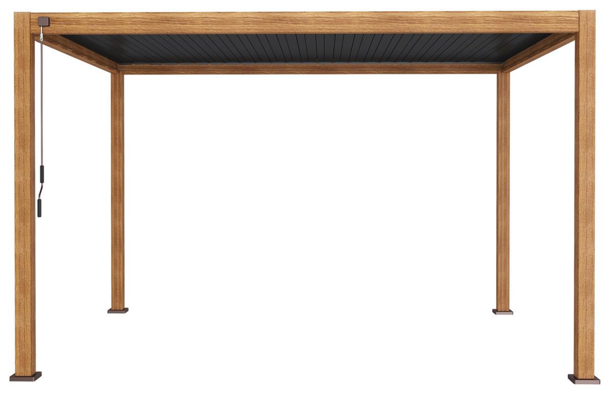 PERGOLA DELUXE 400X300CM HOLZOPTIK - Anthrazit/Braun, MODERN, Metall (400/250/300cm) - Gardenson