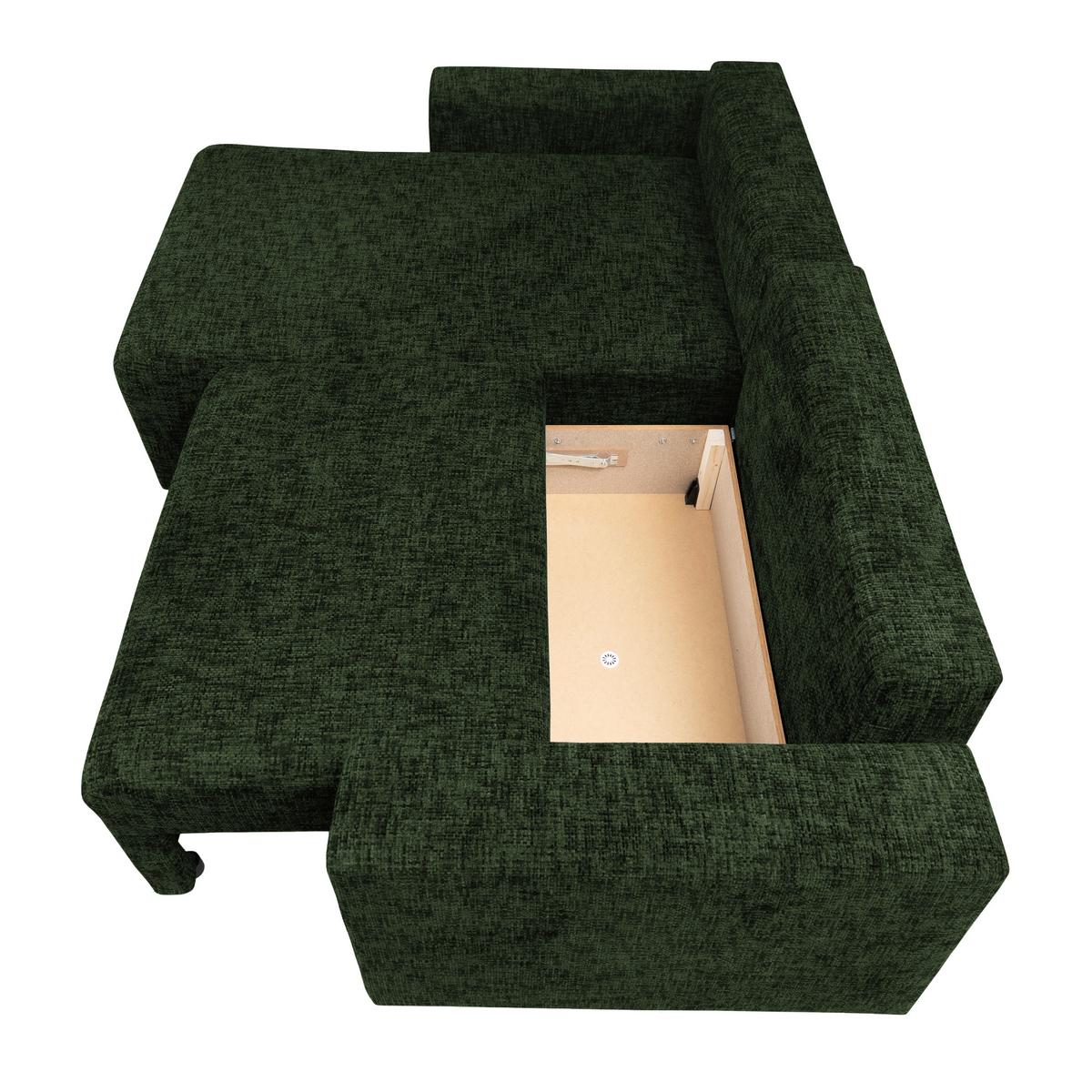 Ecksofa Dallas Dunkelgrün  173x258 Cm - Waldgrün/Dunkelgrün, MODERN, Holz/Kunststoff (173/258cm)