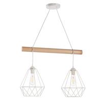 Pendelleuchte Hellbraun Weiß Hg L: 60 Cm - Hellbraun/Weiß Hochglanz, Natur, Holz/Metall (60/24/90cm)