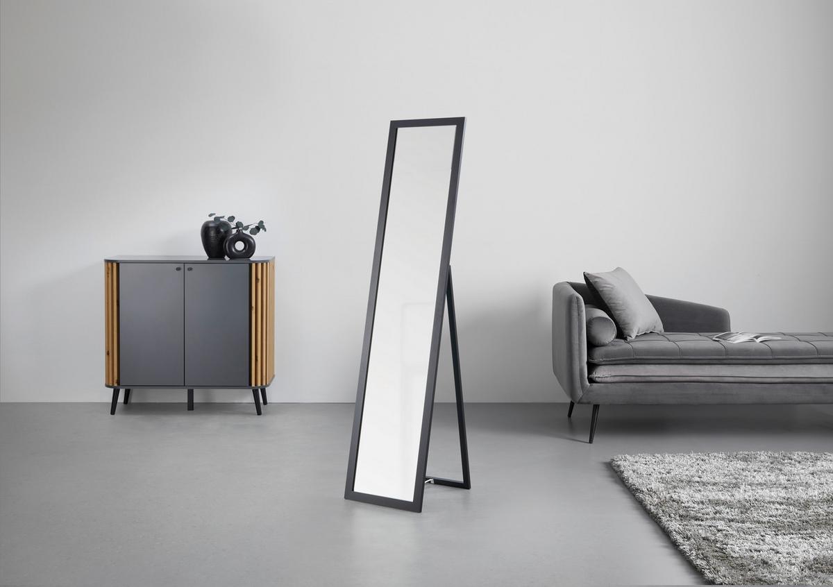 STOJACIE ZRKADLO RIO - čierna, Modern, kompozitné drevo/sklo (36/156/44cm) - Mömax