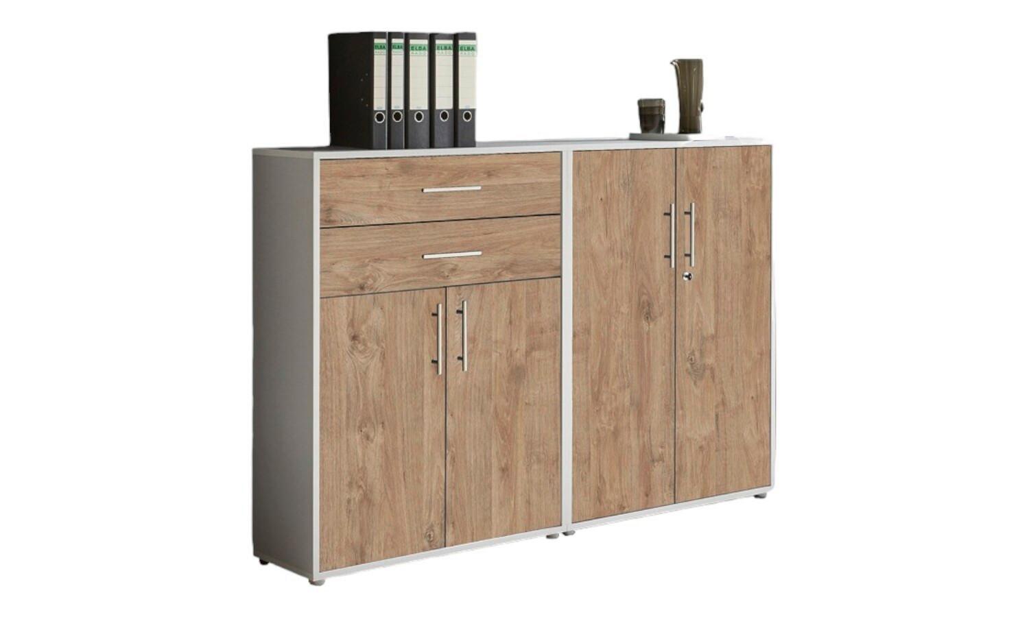 Aktenschrank Office Edition Grau/eiche Dekor B: 168,8cm - Eichefarben/Grau, MODERN, Holzwerkstoff (168,8/113,6/33cm) - MID.YOU