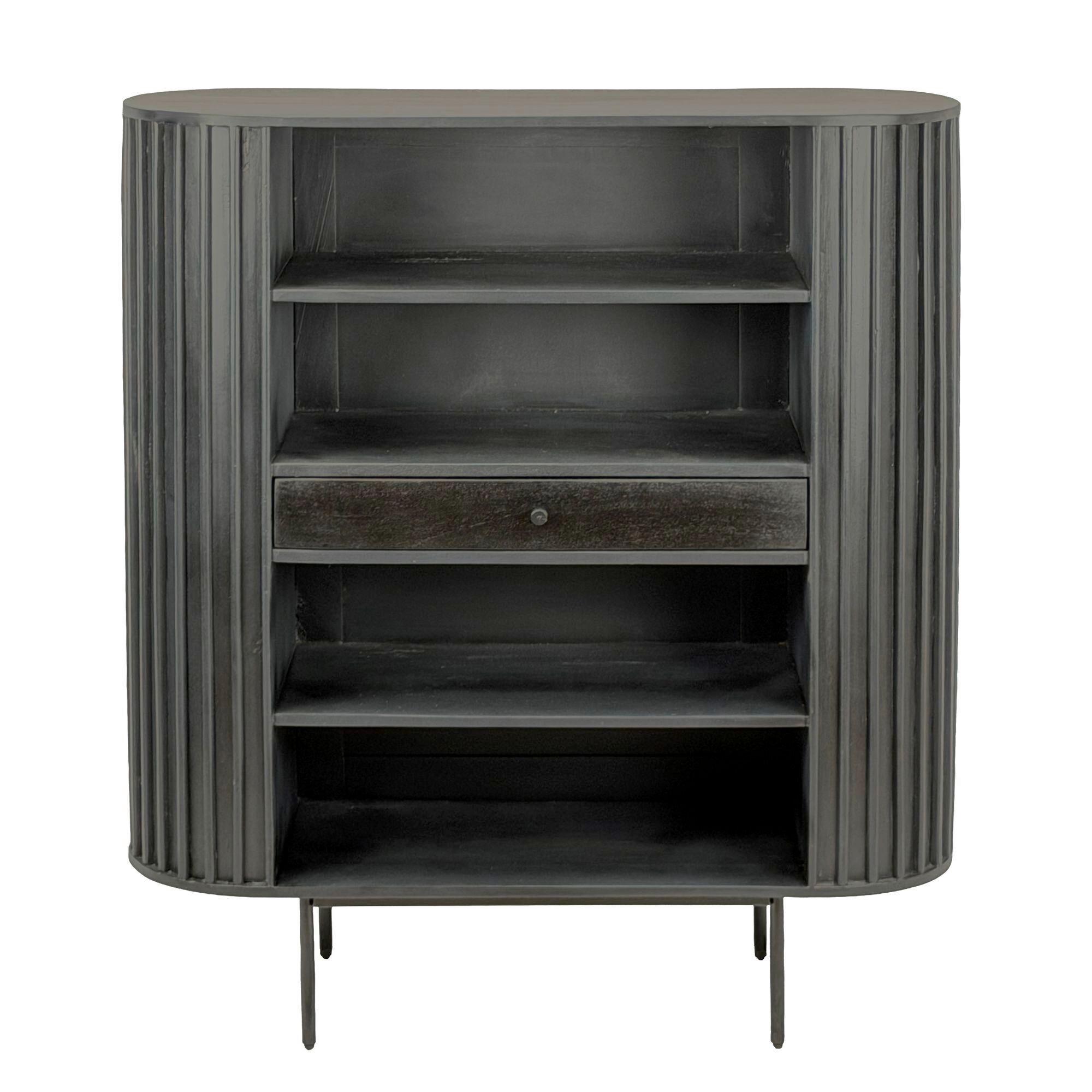 STANDREGAL Schwarz B: 105cm - Schwarz, Design, Holz (105/122/40cm) - Livetastic