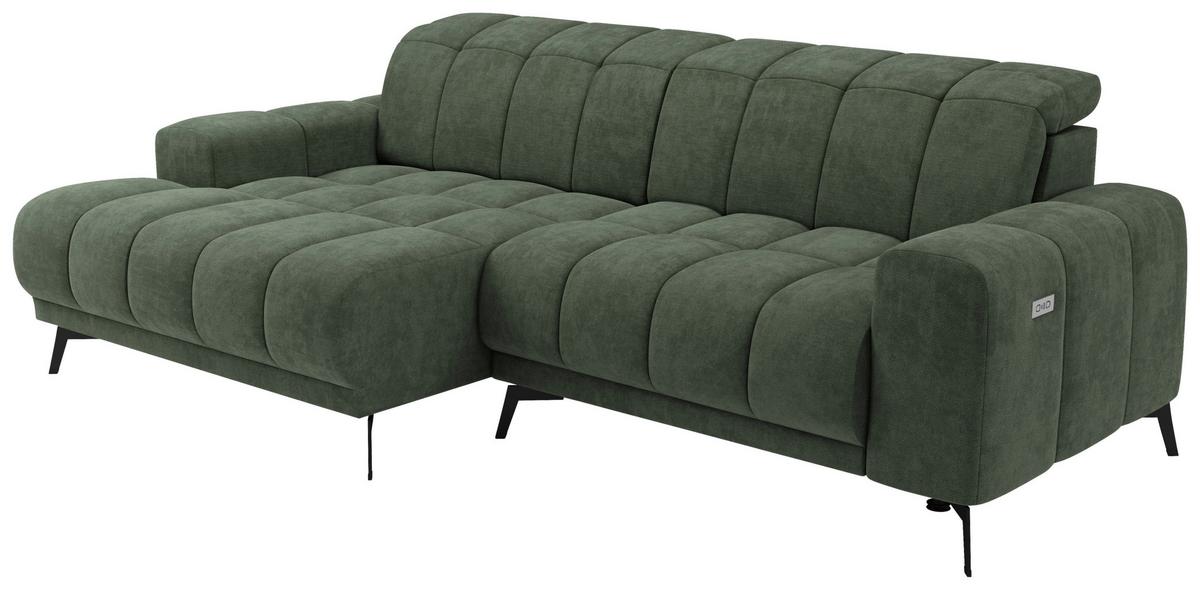 Rohová sedačka LAYA, levá, zelená tkanina MEMPHIS - zelená, Moderní, textil (155/250cm) - Premium Living