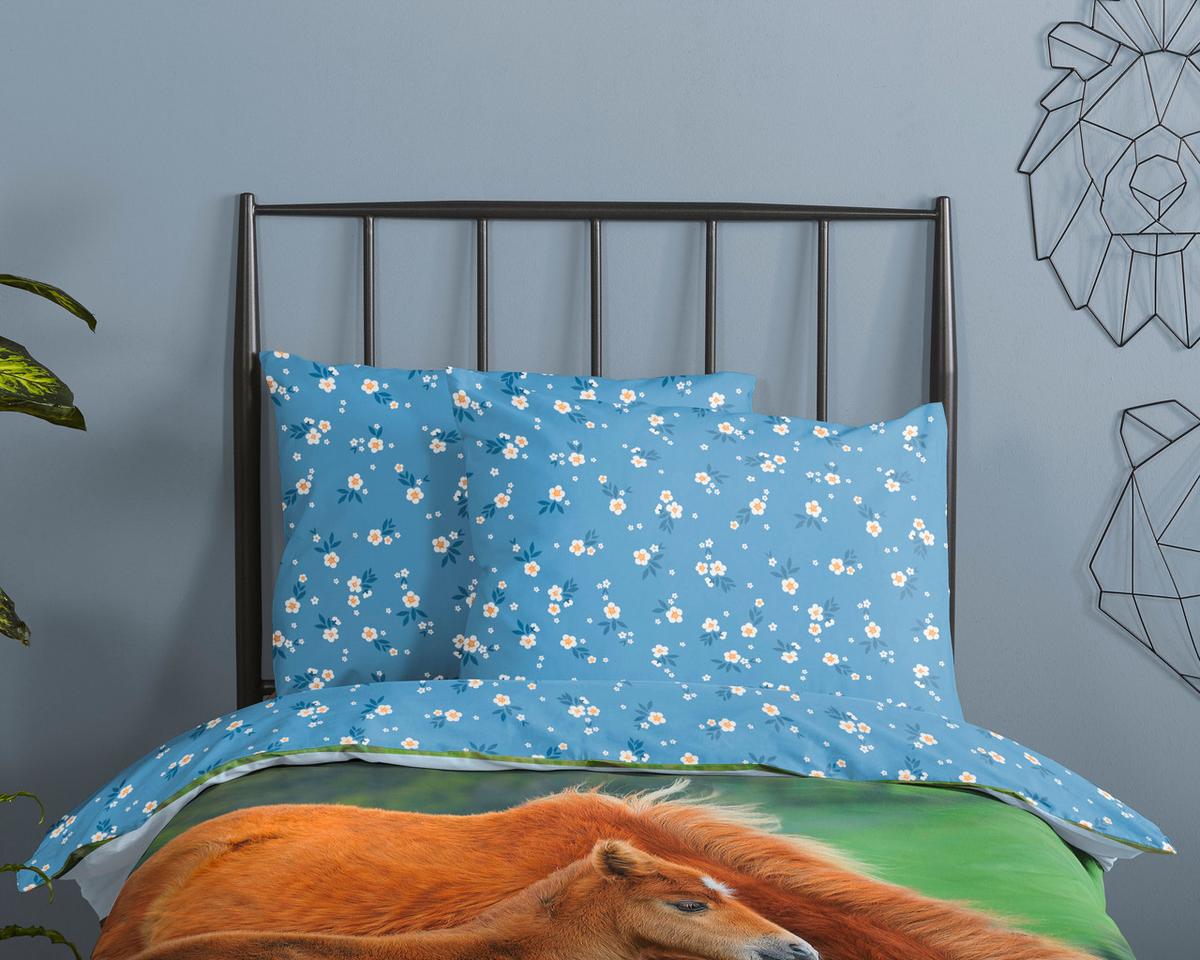 KINDERBETTWÄSCHE REGINE - Blau/Multicolor, Trend, Textil (140/200cm)