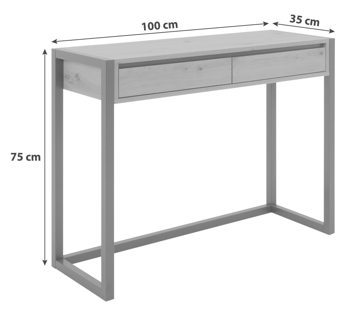 Konsolentisch Mit Schubladen Denver, Eichefarben/schwarz - Eichefarben/Anthrazit, KONVENTIONELL, Holzwerkstoff (100/35/75cm) - MID.YOU