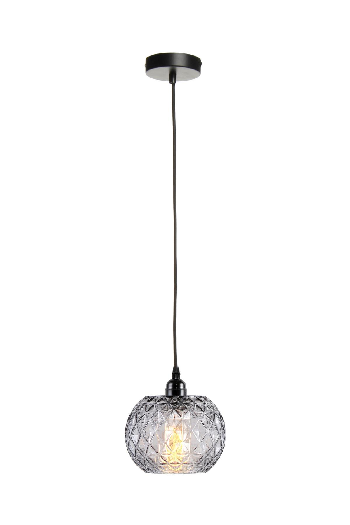 Hängeleuchte Grau B: 18cm Corvus Klar / Grau - Klar/Grau, Basics, Glas (18/18/18cm) - Kayoom