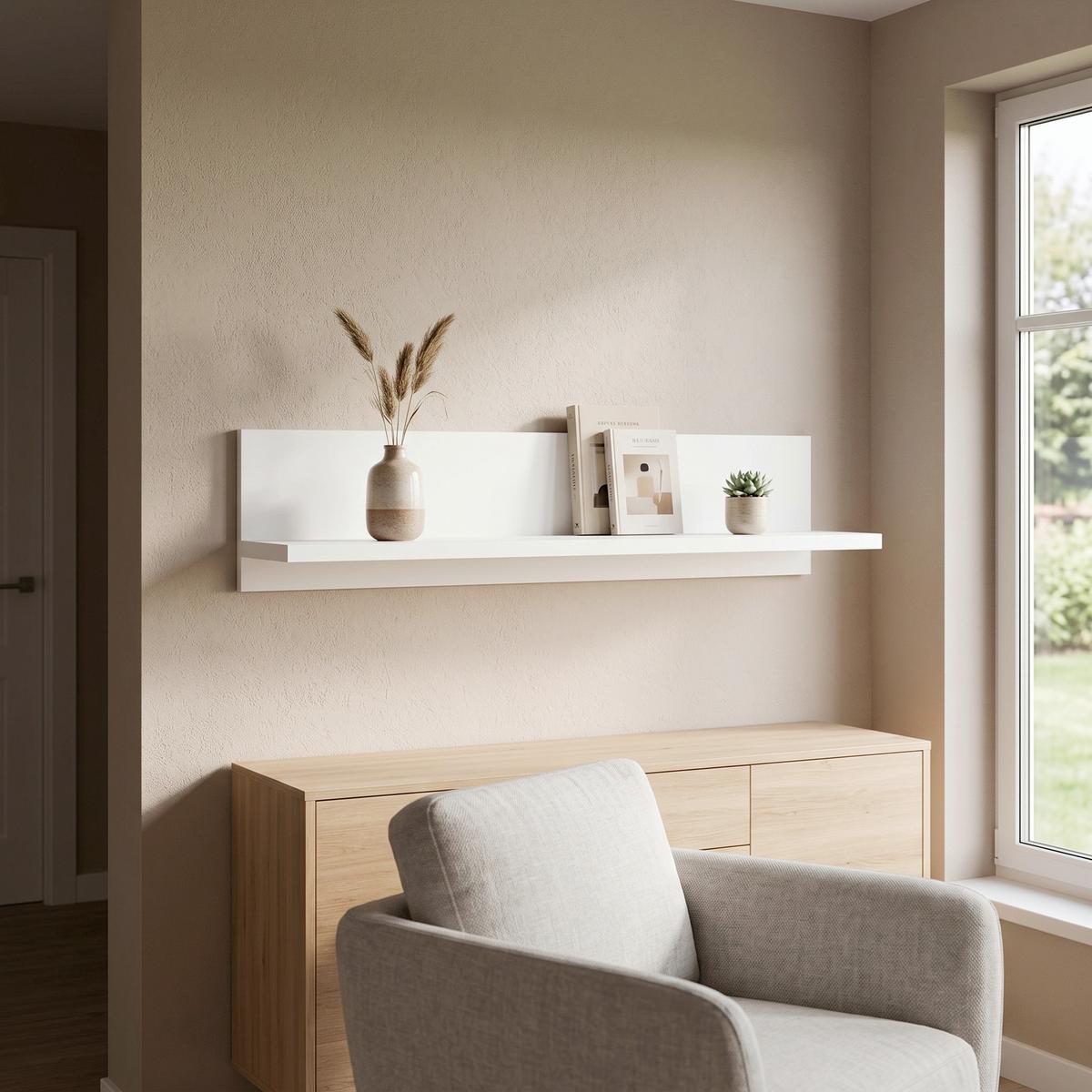 WANDREGAL Avanti Weiß B: 100 cm - Weiß, MODERN, Holzwerkstoff (100/22/20cm) - Hom`in