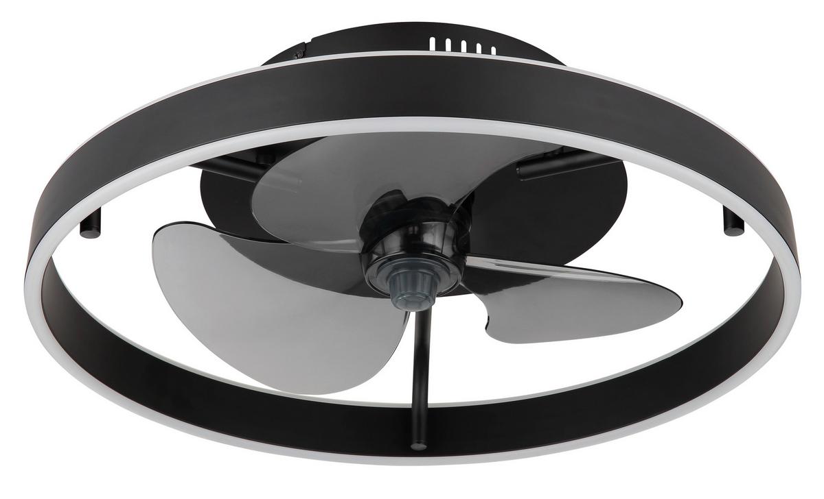 Deckenventilator Conway Schwarz Weiß D: 50 Cm - Schwarz/Weiß, KONVENTIONELL, Kunststoff/Metall (50/14,5cm) - Globo