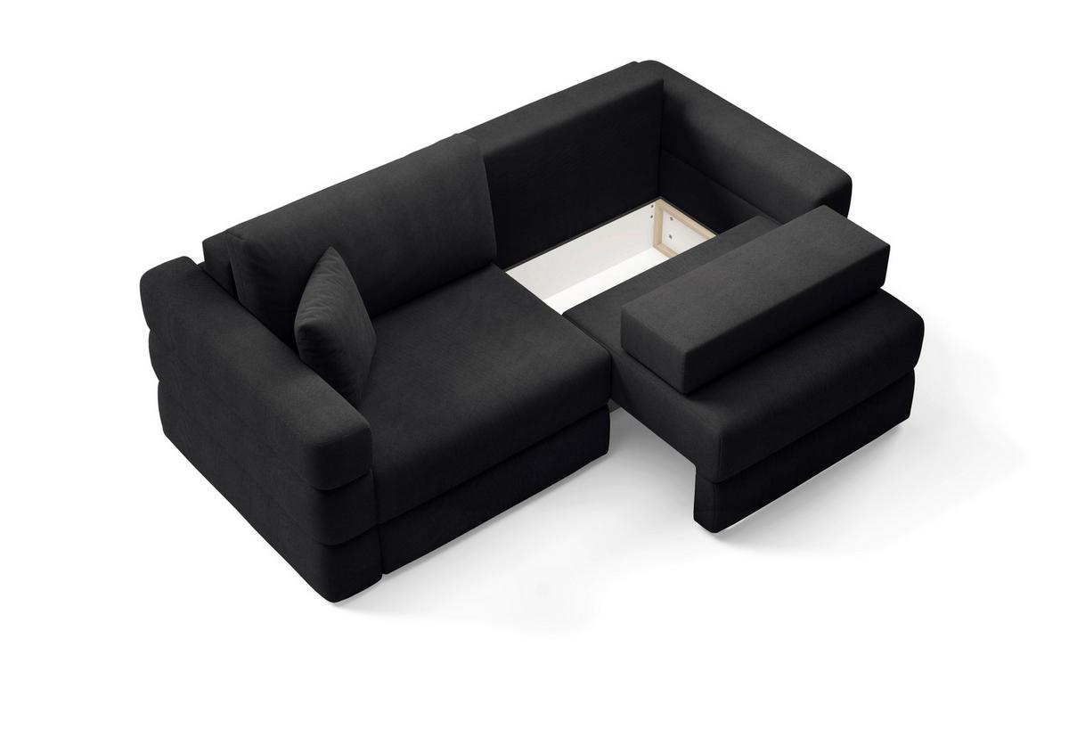 Schlafsofa Terazzo Schwarz B: 254cm - Schwarz, Design, Textil (254/93/167cm) - Livetastic