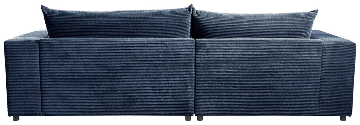 Ecksofa Funny S Links mit Hocker, Blau, B: 265 cm - Blau/Schwarz, Basics, Textil (180/265cm) - Livetastic