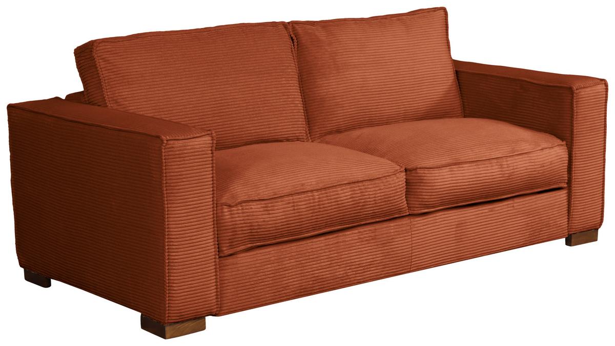 Schlafsofa Texas Rostfarben Cord, B: 203 cm - Rostfarben/Dunkelbraun, Design, Textil (203/85/99cm) - MID.YOU
