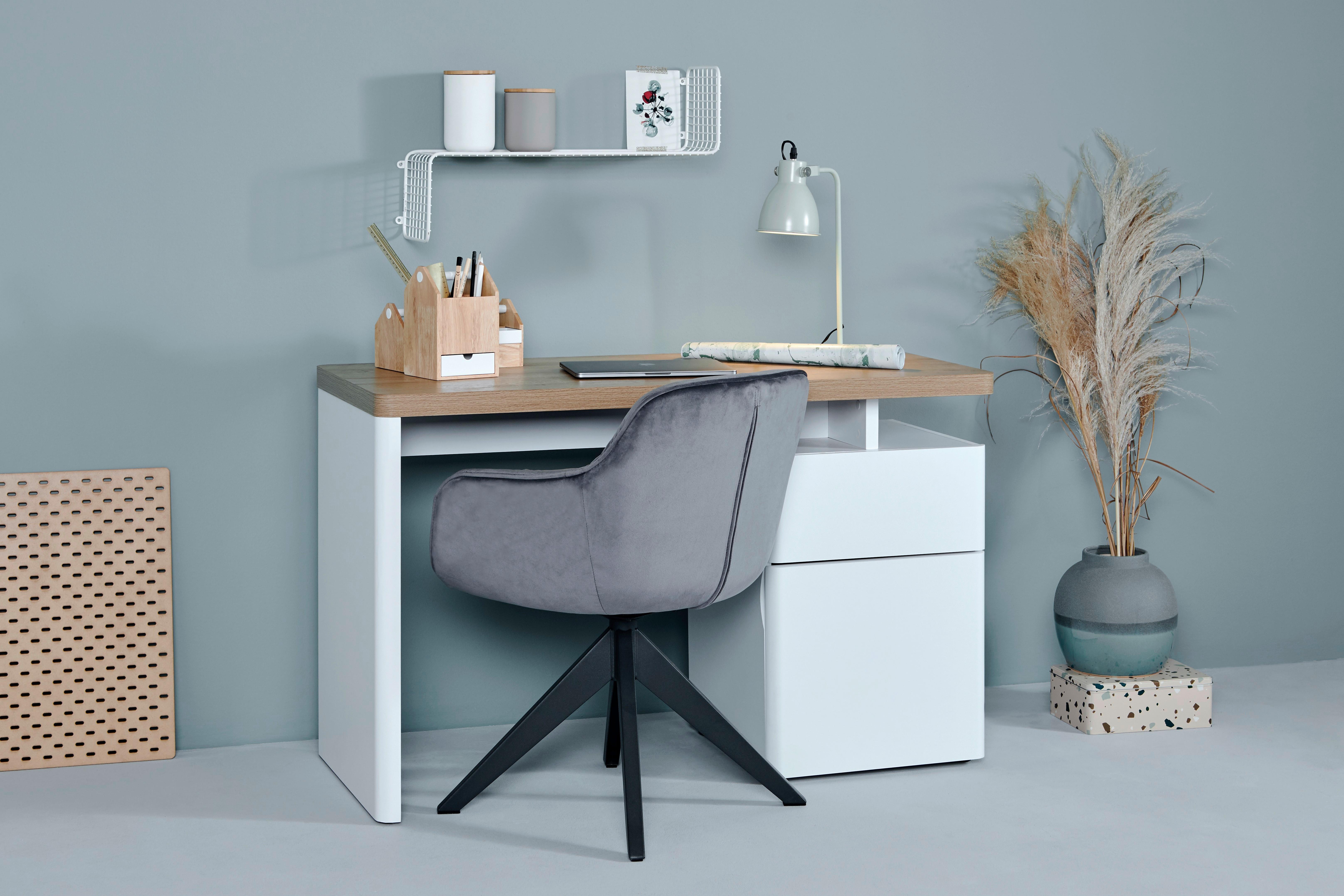 Schreibtisch B 120cm H 55cm Cuuba Libre 122, weiß - Eichefarben/Weiß, Design, Holzwerkstoff (120/55/76cm) - MID.YOU