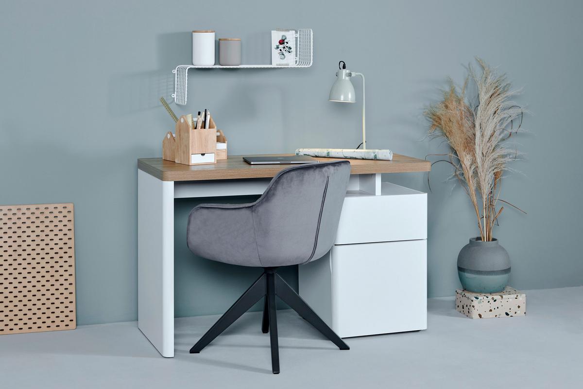 Schreibtisch B 120cm H 55cm Cuuba Libre 122, weiß - Eichefarben/Weiß, Design, Holzwerkstoff (120/55/76cm) - MID.YOU