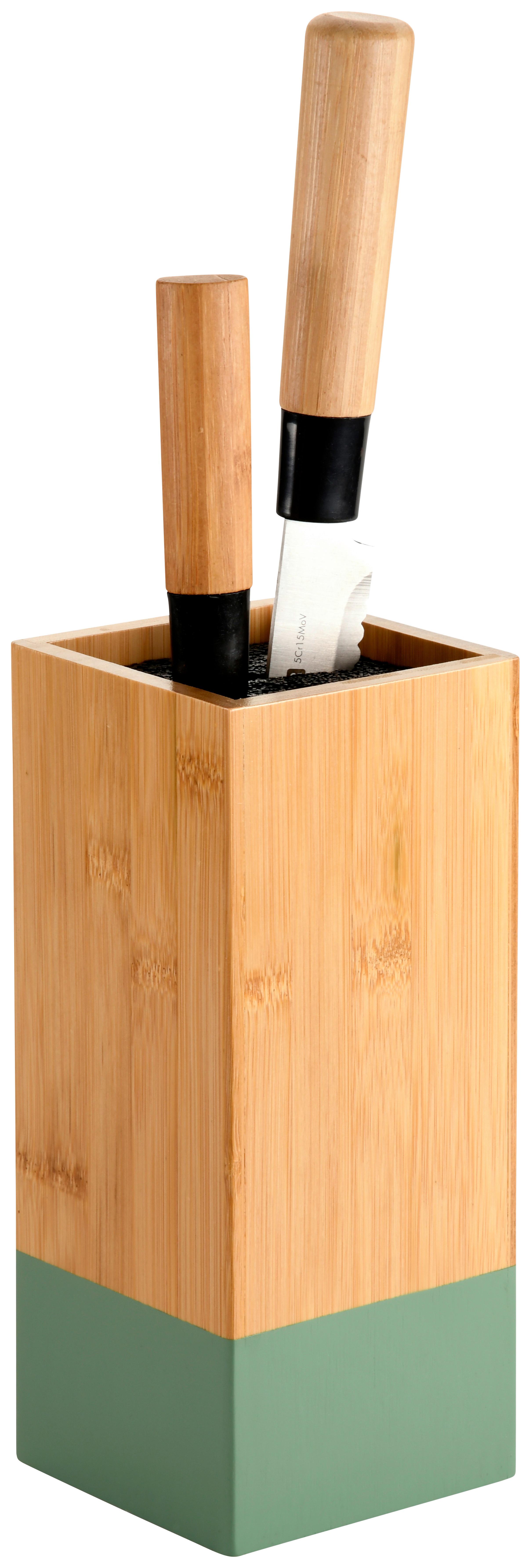 Messerblock Salbeigrün - Hellbraun/Salbeigrün, Basics, Holz/Kunststoff (10/10/23cm) - Kesper