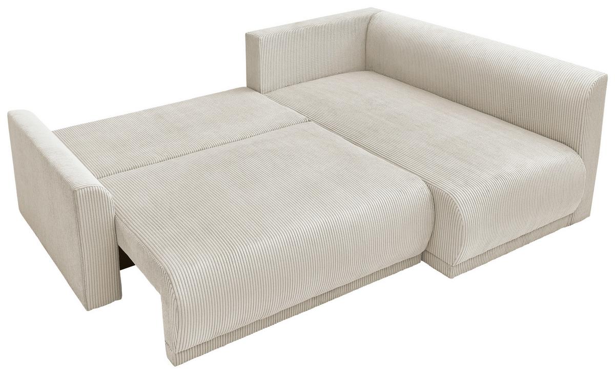 Rohová sedačka KIM L160, oboustranná, krémový manšestr - černá/krémová, Moderní, dřevo/textil (233/160cm)