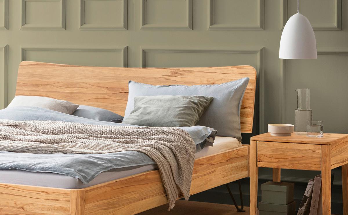 Bett Locarno Buchefarben 140x200 Cm - Anthrazit/Buchefarben, MODERN, Holz (140/200cm) - Hasena