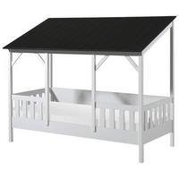 Dětská postel HOUSEBED - bílá/černá, Moderní (90/200cm) - MID.YOU
