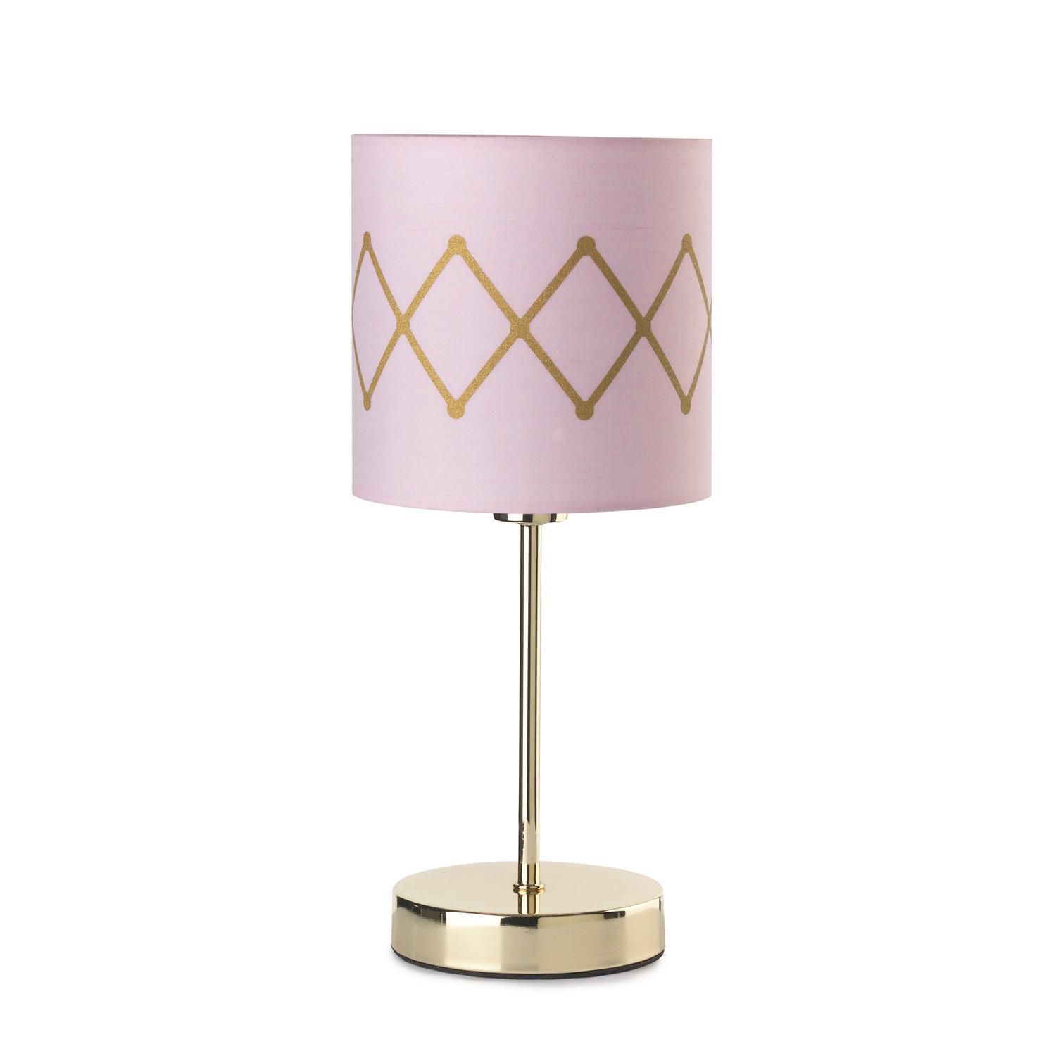 Tischleuchte 5005/L - Pink/Goldfarben, KONVENTIONELL, Textil/Metall (15/35cm)