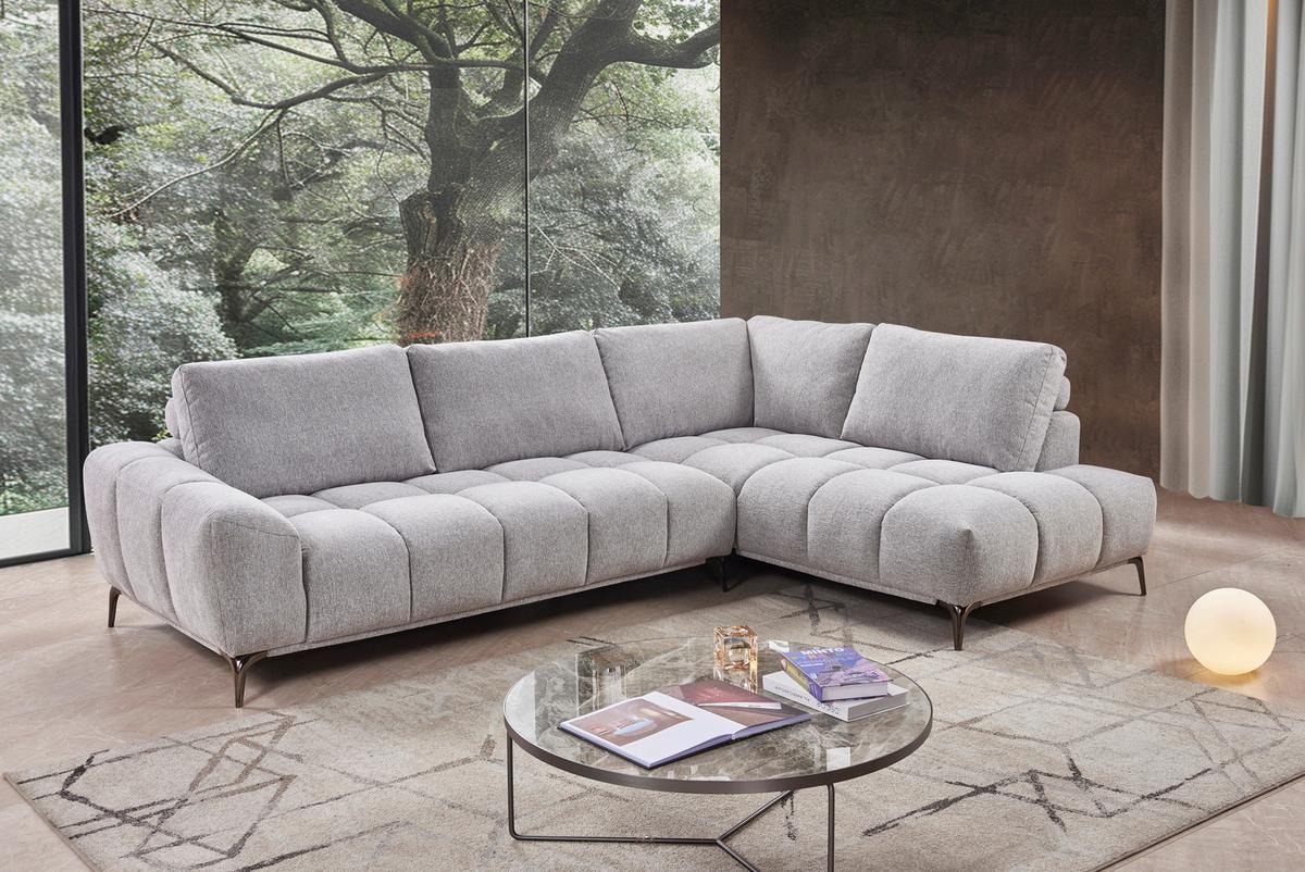 Sofa Orlando Webstoff Grau, S: 294x204cm - Naturfarben/Grau, MODERN, Holz/Textil (294/204cm)