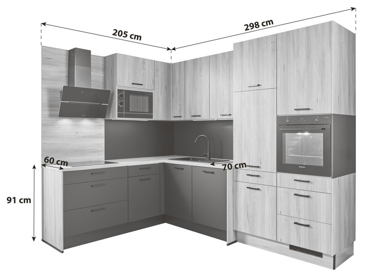 Eckküche Pn100/210 - Design, Holzwerkstoff (205/298cm) - Pino