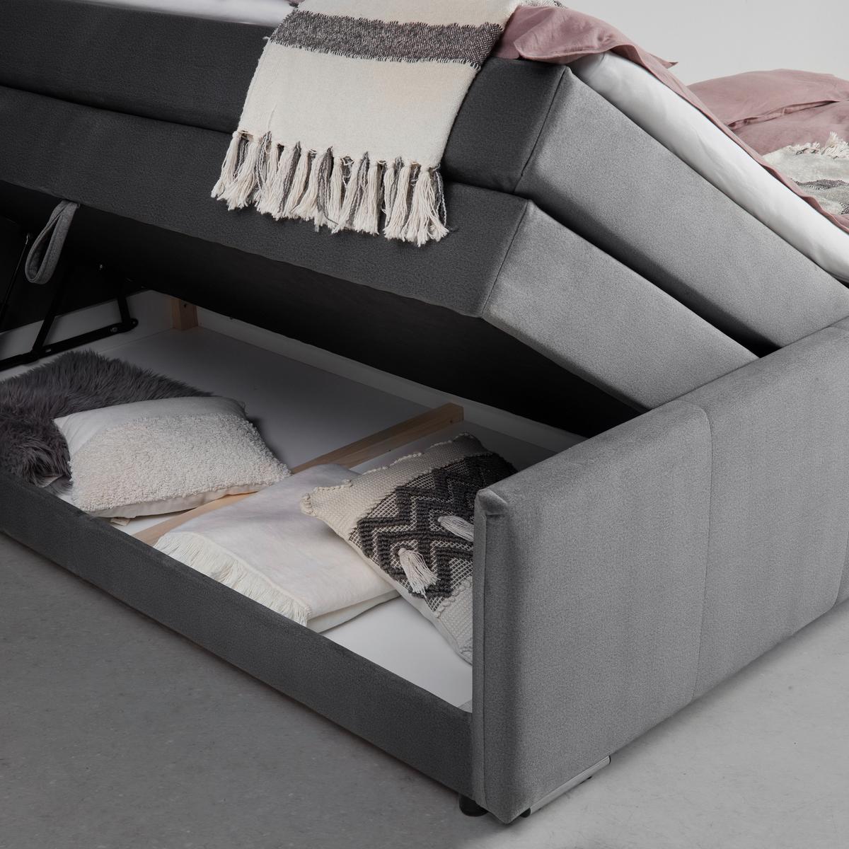 Postel boxspring s toperem, 200x200 cm, šedá - šedá/barvy chromu, Moderní, kov/dřevo (200/200cm) - Bessagi Home