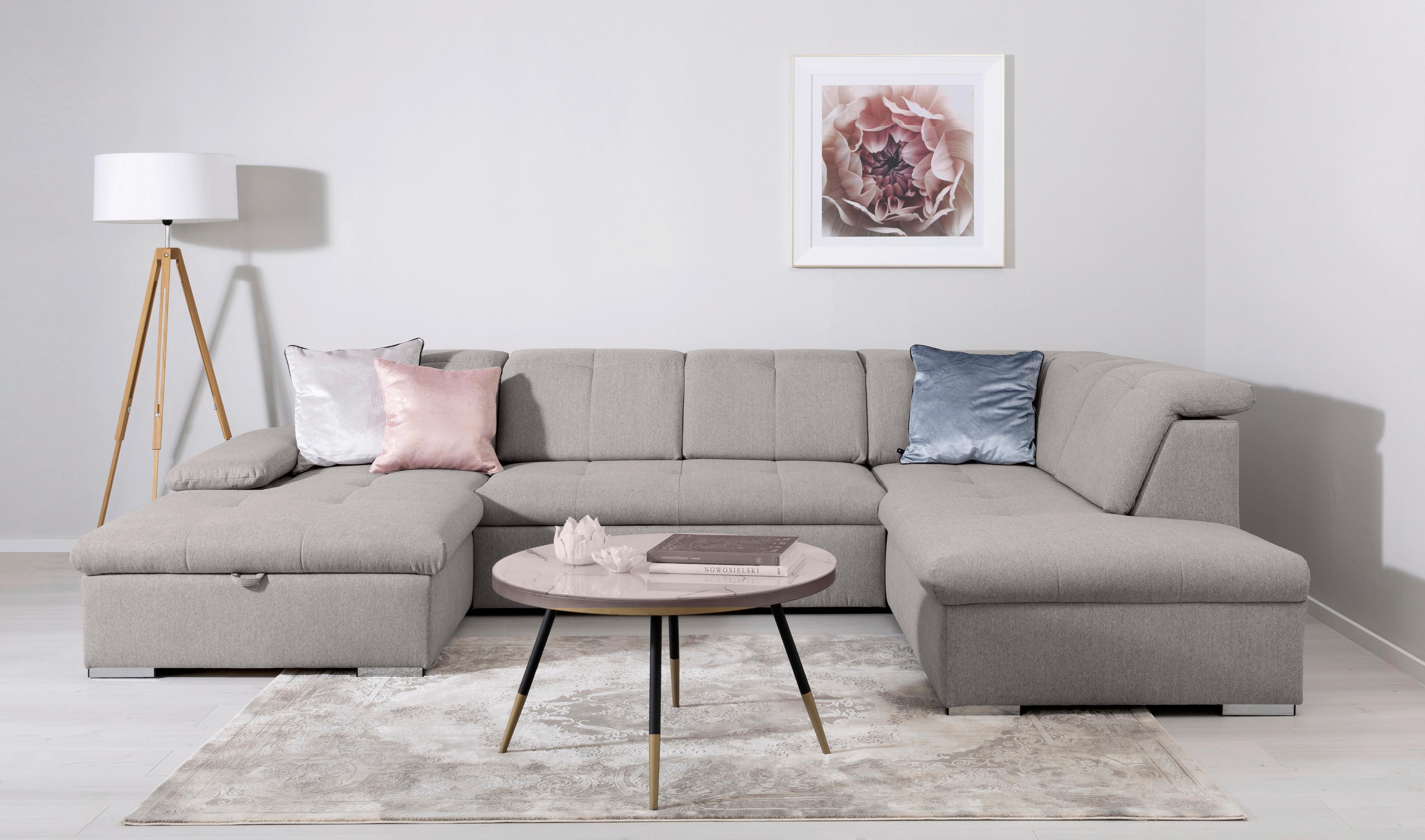 Wohnlandschaft Ramzes Greige U: 173x328x215 cm - Greige/Grau, Design, Textil (173/328/215cm) - MID.YOU