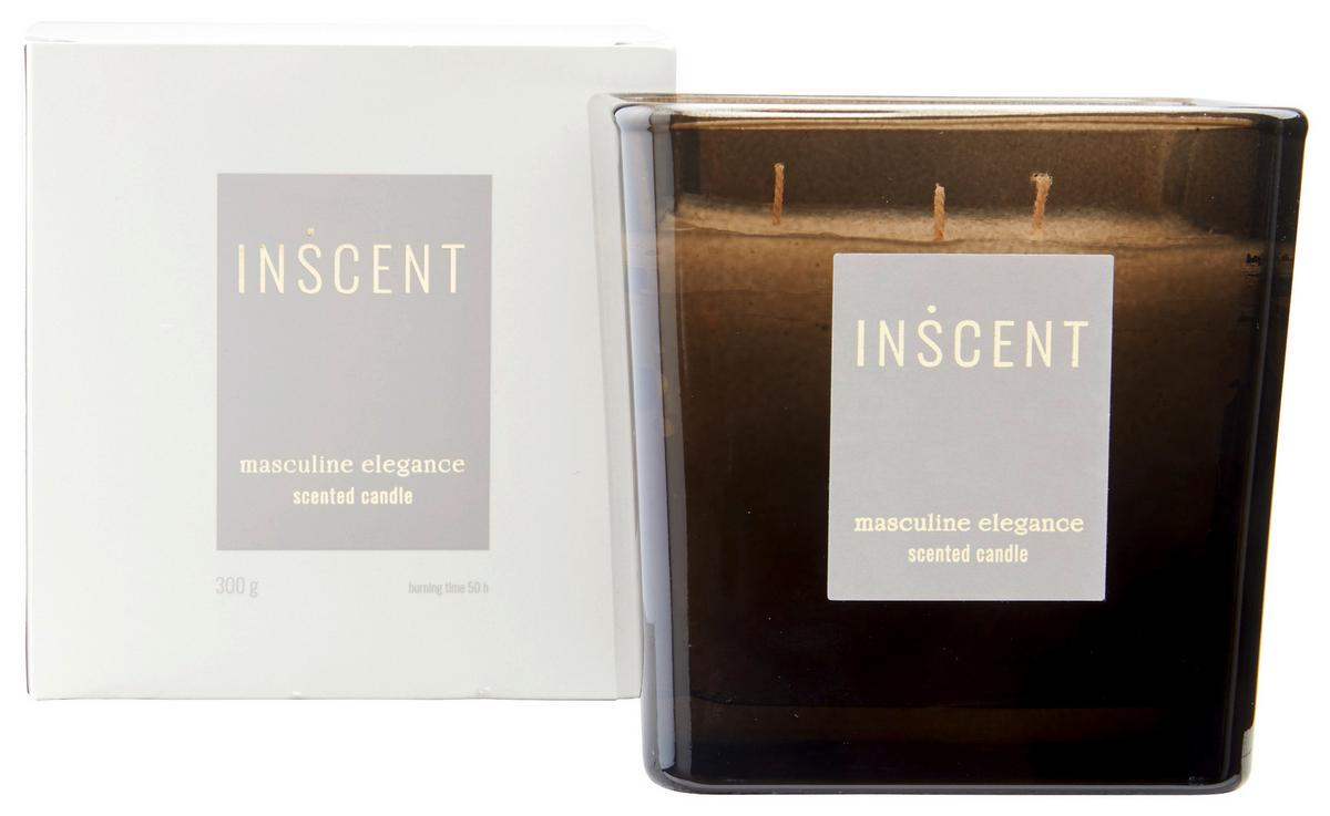 Svíčka ve skle Masculine Elegance, 50 h. - šedá/bílá, Design, sklo (10/10/10cm) - Inscent