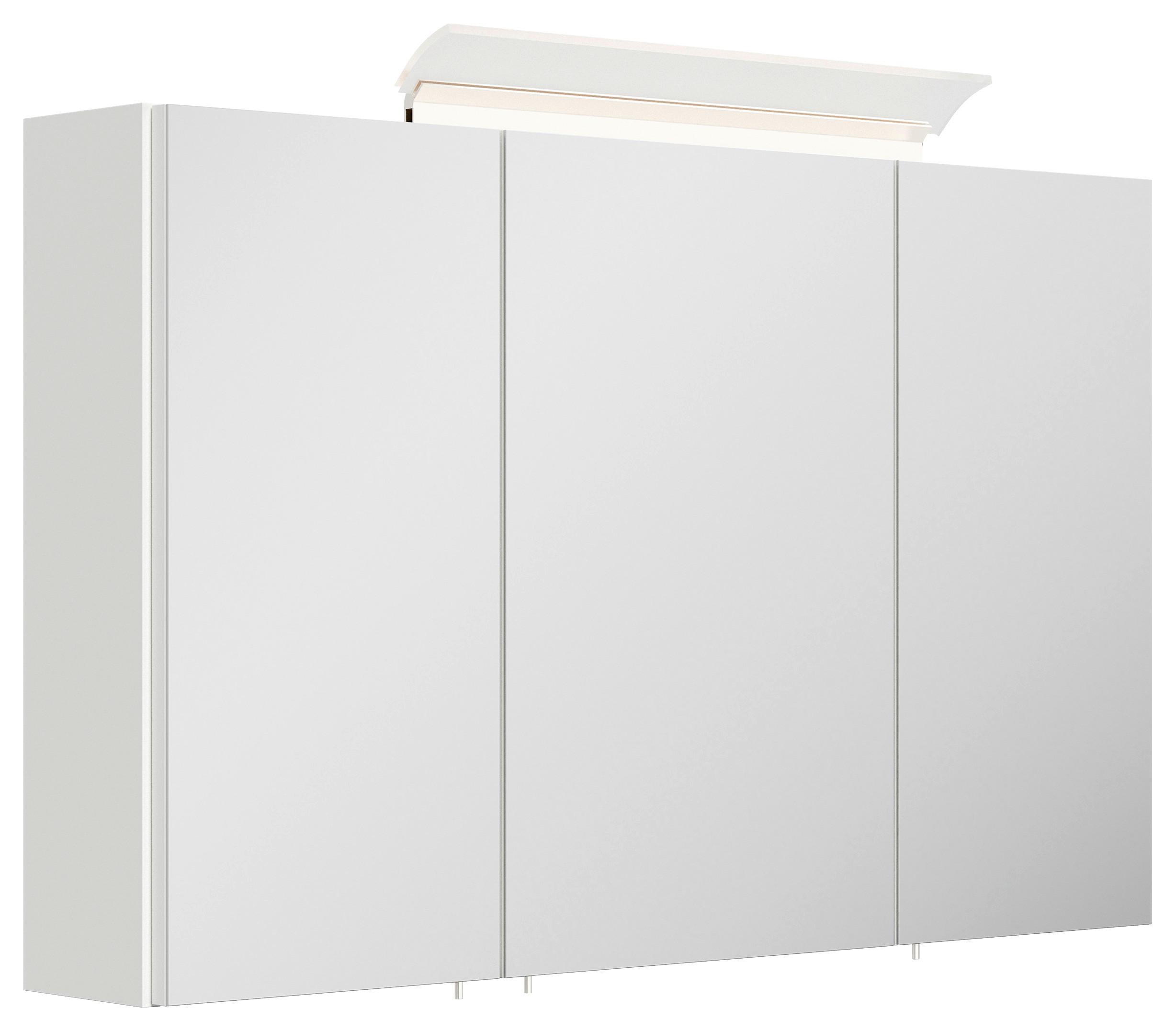 Spiegelschrank Weiß Hochglanz B: 100 cm - Weiß Hochglanz, MODERN, Glas/Holzwerkstoff (100/62/17cm) - MID.YOU