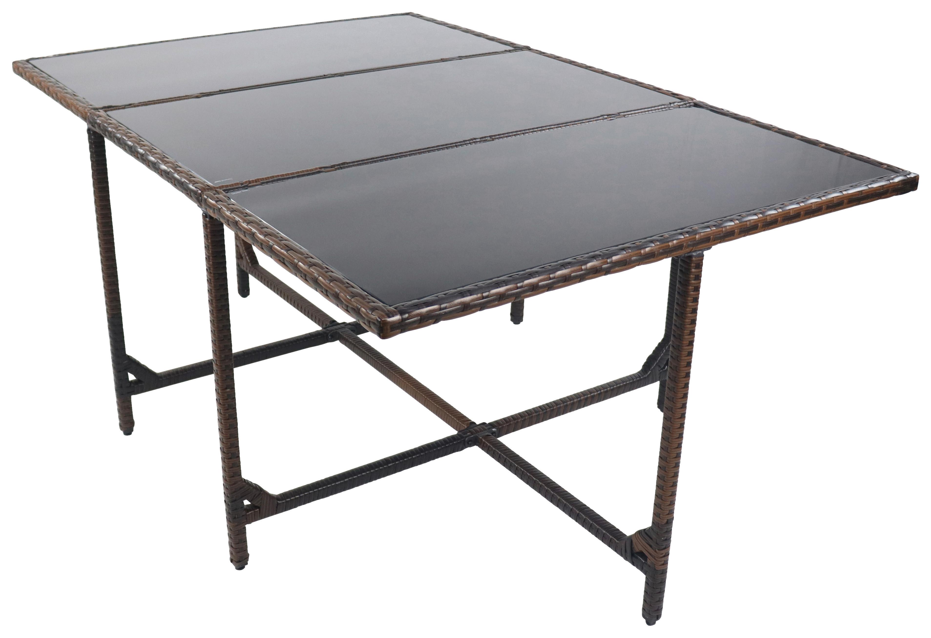 Gartentisch Klappbar Raloso Metall/Kunststoff/Glas L 170cm - Braun, MODERN, Glas/Kunststoff (170/110/72cm) - Ambia Garden