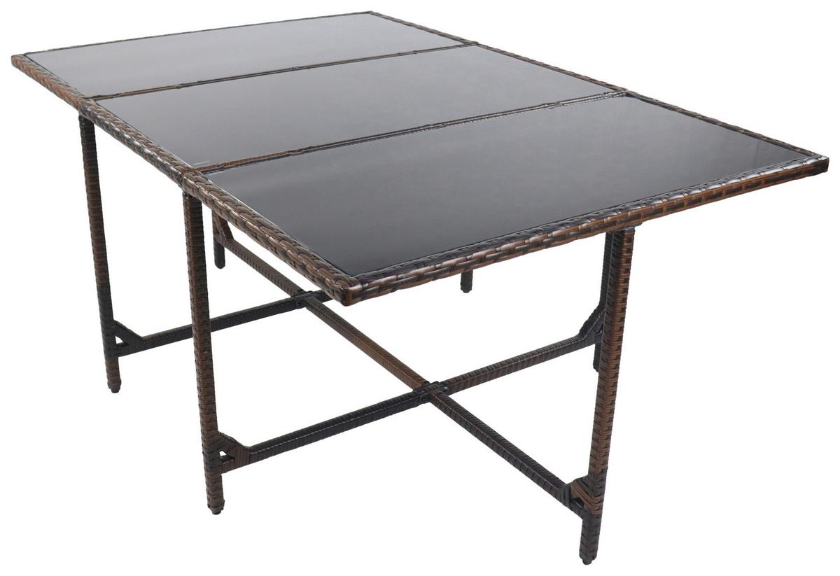 Gartentisch Klappbar Raloso Metall/kunststoff/glas L 170cm - Braun, MODERN, Glas/Kunststoff (170/110/72cm) - Ambia Garden