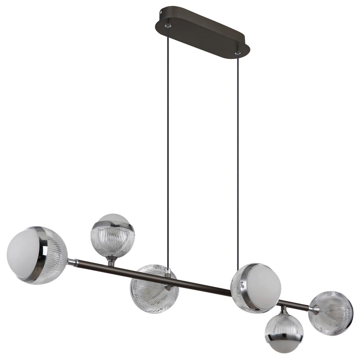 LED-Hängeleuchte 56011-6 - Klar/Chromfarben, KONVENTIONELL, Kunststoff/Metall (91/28cm) - Globo