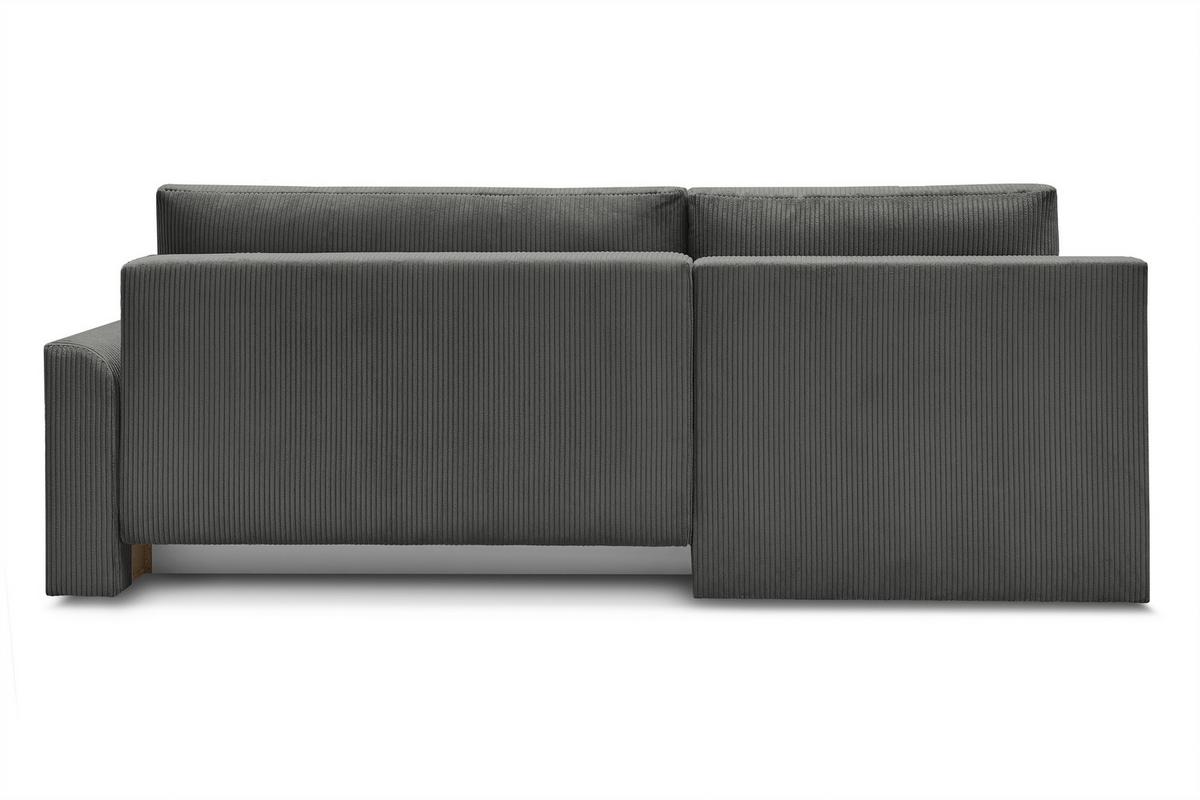 Rohová sedačka KIM L160, obojstr.,tmavosivý menčester - čierna/tmavosivá, Modern, drevo/textil (233/160cm)