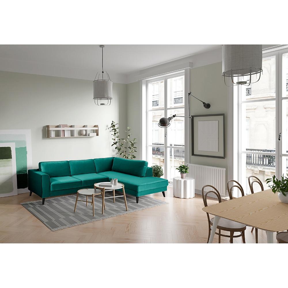 Eckschlafsofa Lumber Jack Petrol S: 264x203 cm - Wengefarben/Petrol, MODERN, Textil (264/203cm) - Trendmanufaktur