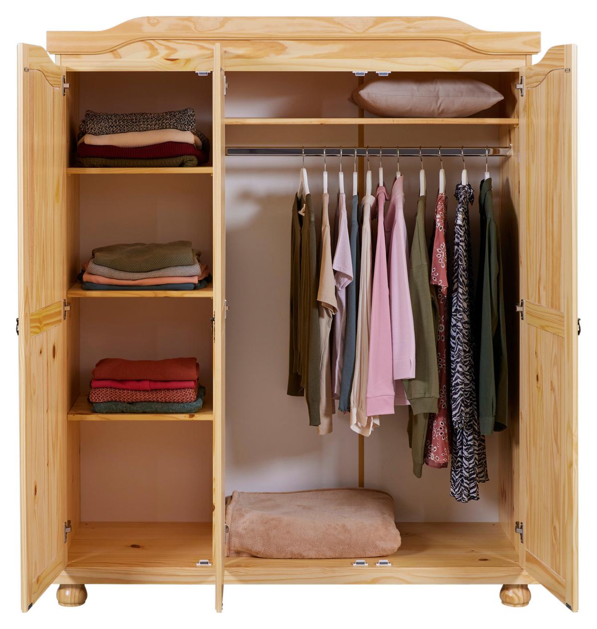 Drehtürenschrank Massiv 150cm Bern, Kiefer - Naturfarben, LIFESTYLE, Holz (150/180/56cm) - MID.YOU