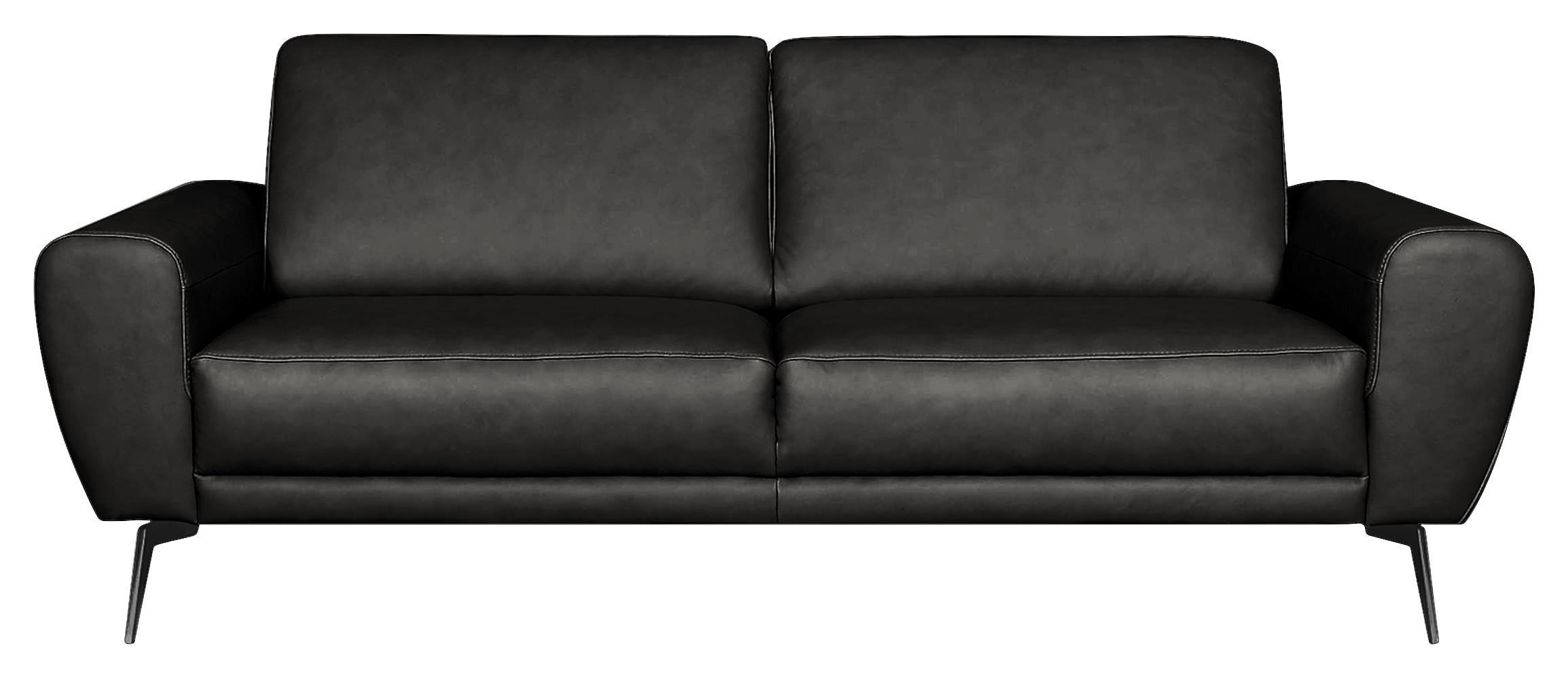 3-Sitzer-Sofa Spring, Schwarz B: 207 cm - Schwarz, Design, Leder (207/85/92cm) - Livetastic