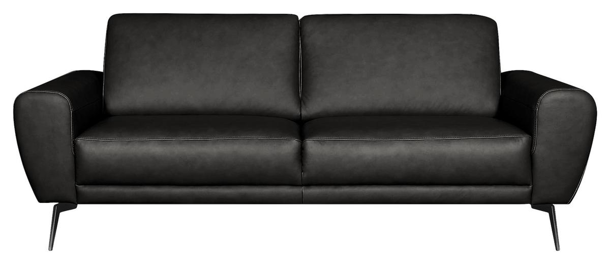 3-Sitzer-Sofa Spring, Schwarz B: 207 cm - Schwarz, Design, Leder (207/85/92cm) - Livetastic