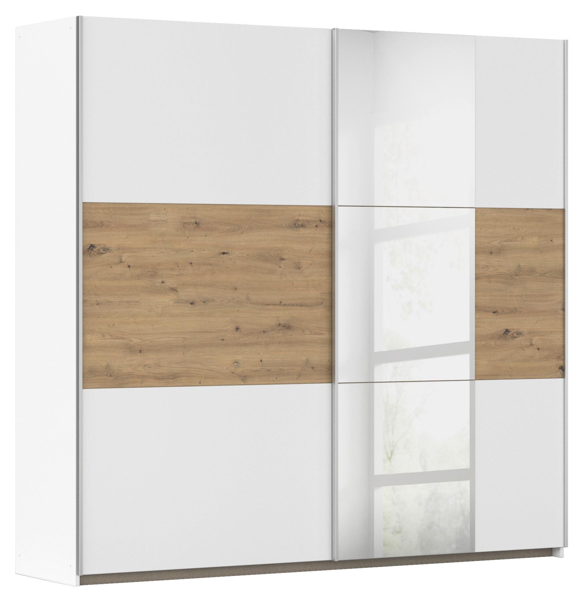 Schwebetürenschrank Foster - Klar/Weiß, KONVENTIONELL, Holzwerkstoff (218/210/59cm)