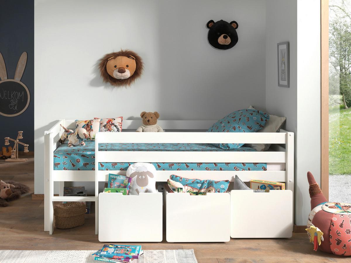 Hochbett Pino Inkl. Bettlade 90x200 Cm - Weiß, MODERN, Holz/Holzwerkstoff (90/200cm) - MID.YOU
