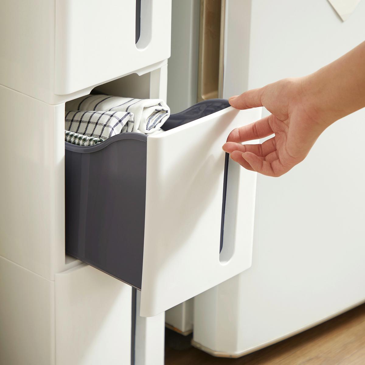 Küchenregal Weiß/Grau B: 17,3 cm - Weiß/Grau, Basics, Kunststoff (17,3/84/45,2cm)