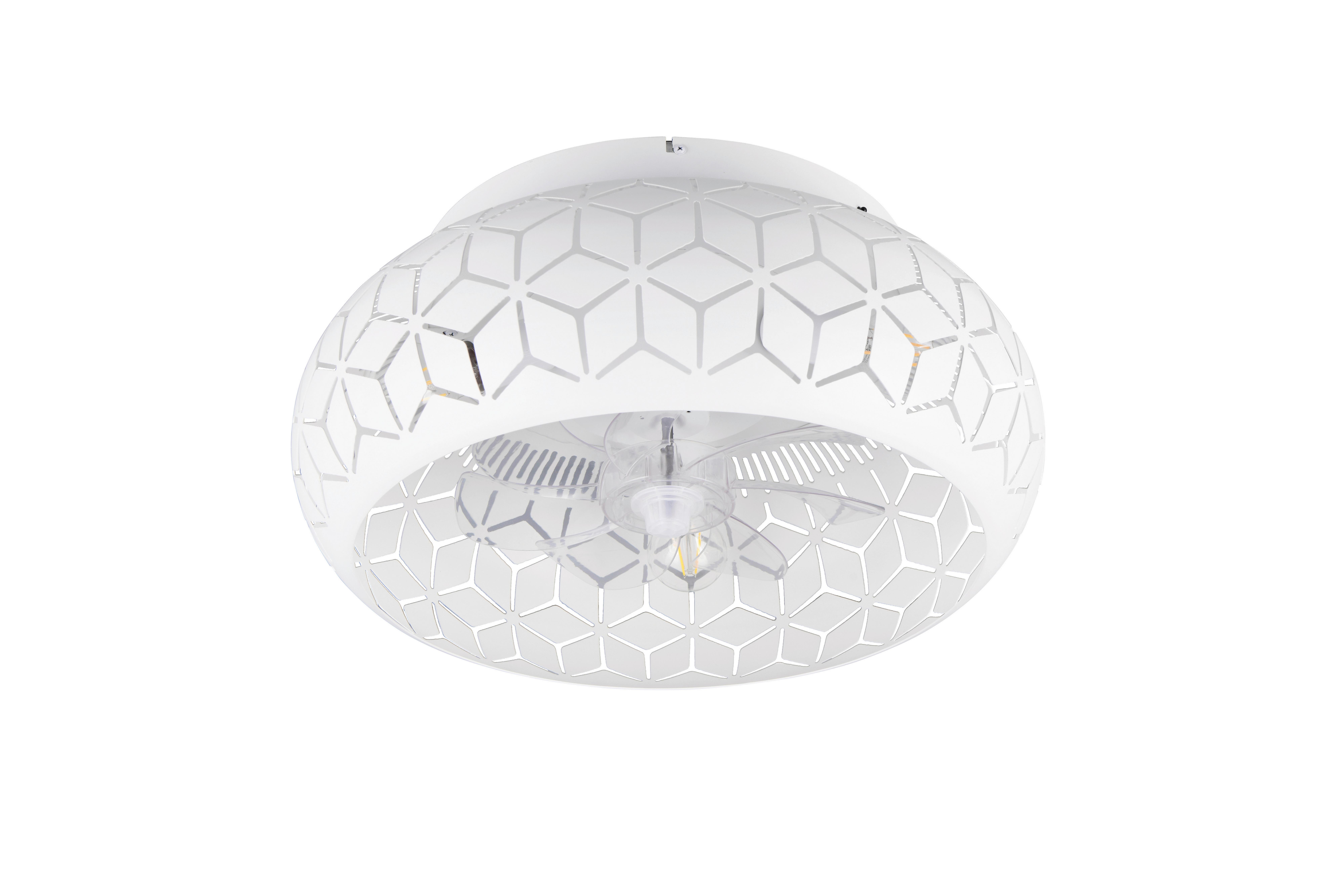 Deckenventilator Bidar Weiß Transparent D:50cm - Transparent/Weiß, LIFESTYLE, Kunststoff/Metall (50/22cm)