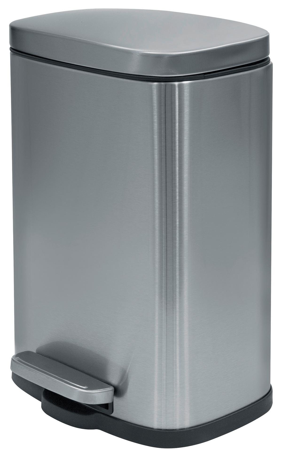 Treteimer Akira 12l Silber Metall Lbh: 28x19,3x37,9 Cm - Silberfarben/Schwarz, Basics, Kunststoff/Metall (28,0/19,3/37,9cm) - Spirella