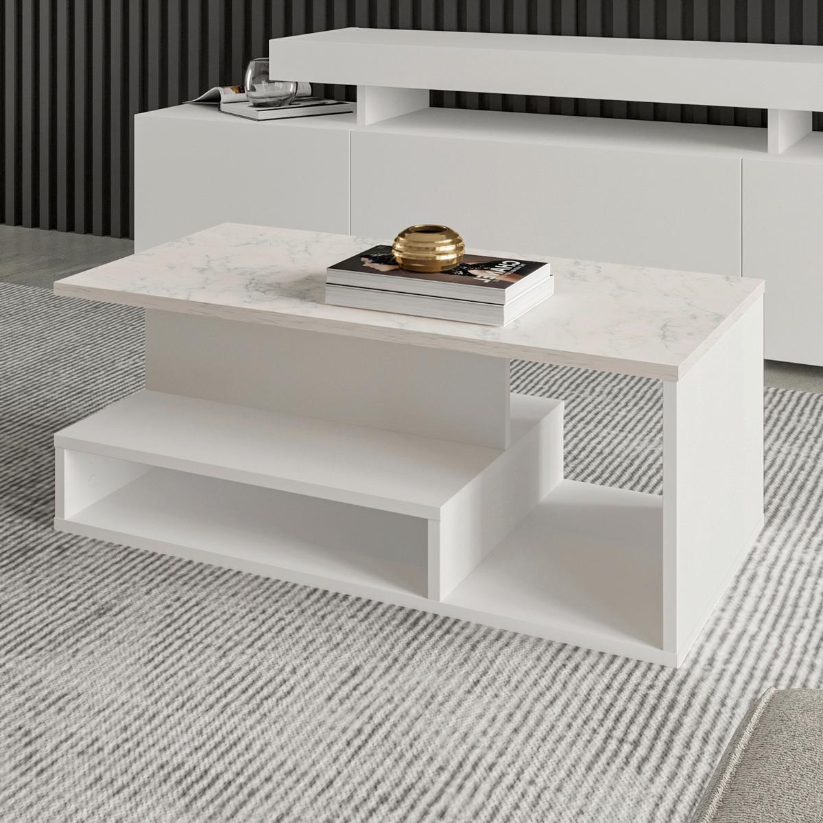 Couchtisch Vera Weiß B: 90 Cm - Weiß, Design, Holzwerkstoff (90/45/35cm) - Livetastic