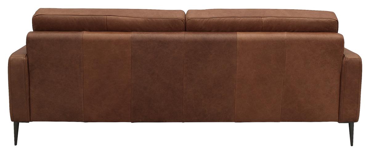 3-Sitzer-Sofa Spring, Dunkelbraun B: 187 cm - Dunkelbraun/Schwarzchrom, Design, Leder (187/85/92cm) - Livetastic