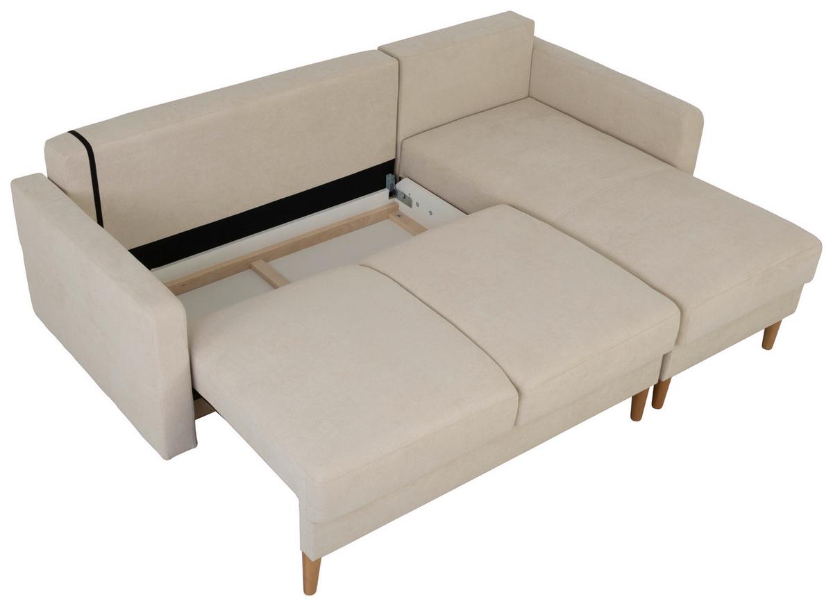 Ecksofa Noret, Weiß S: 223x157 Cm - Buchefarben/Weiß, Design, Textil (223/157cm) - MID.YOU