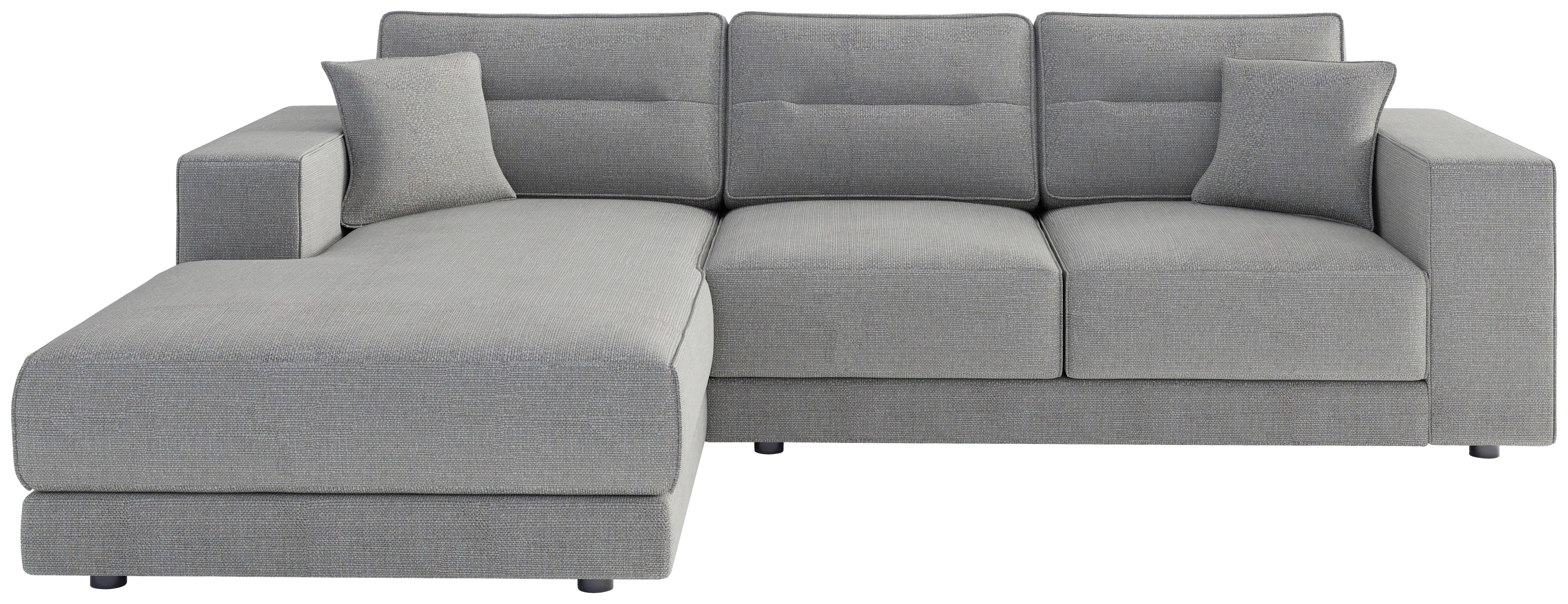 Ecksofa Verona Hellgrau - Hellbraun/Edelstahlfarben, Design, Textil (195/272cm) - Livetastic