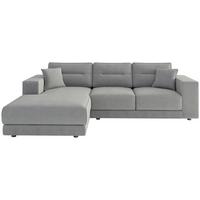 Ecksofa Verona Hellgrau - Hellbraun/Edelstahlfarben, Design, Textil (195/272cm) - Livetastic